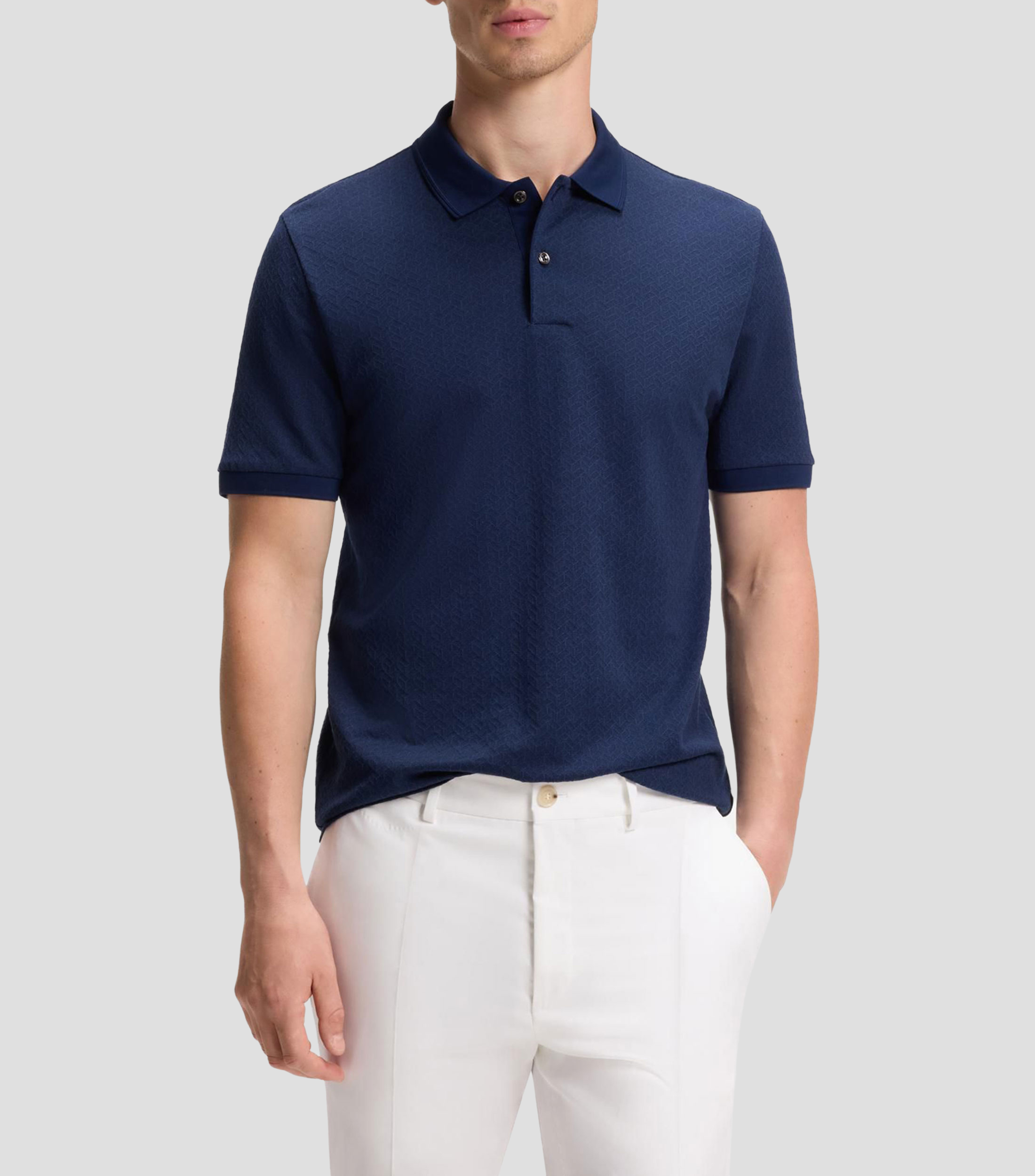 Playera tipo polo regular en jacquard de algodón y seda Hombre